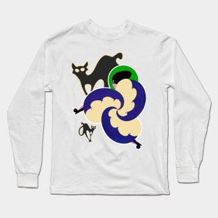 Black cats and woman walking Long Sleeve T-Shirt